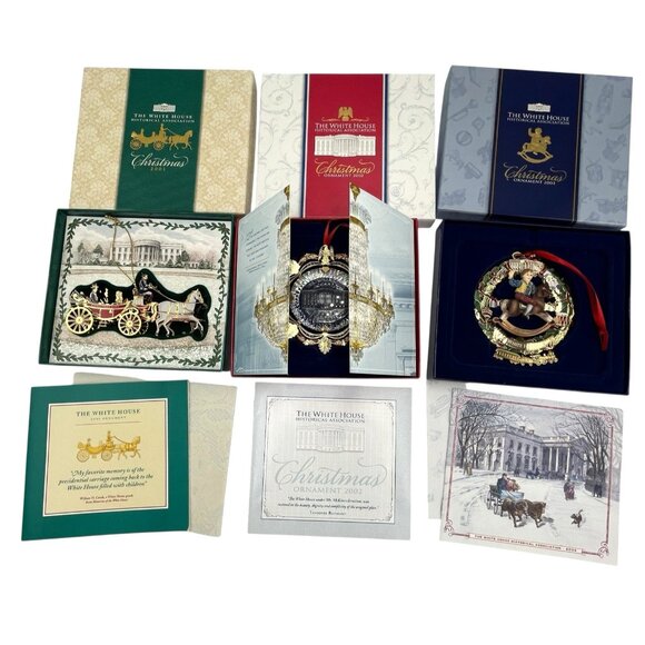 The White House Historical Association Other - Vtg White House Historical Association Christmas Ornament Lot 2001 2002 2003 Box